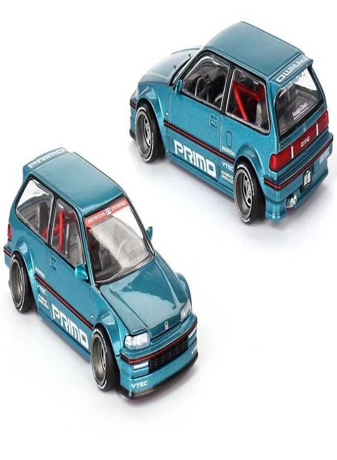 Mini GT Models True Scale Miniatures Model Car Compatible with Honda Civic (EF) Kaido Works V1 Tahitian Green Limited Edition 1/64 Diecast Model Car Kaido House KHMG126 - Image 2